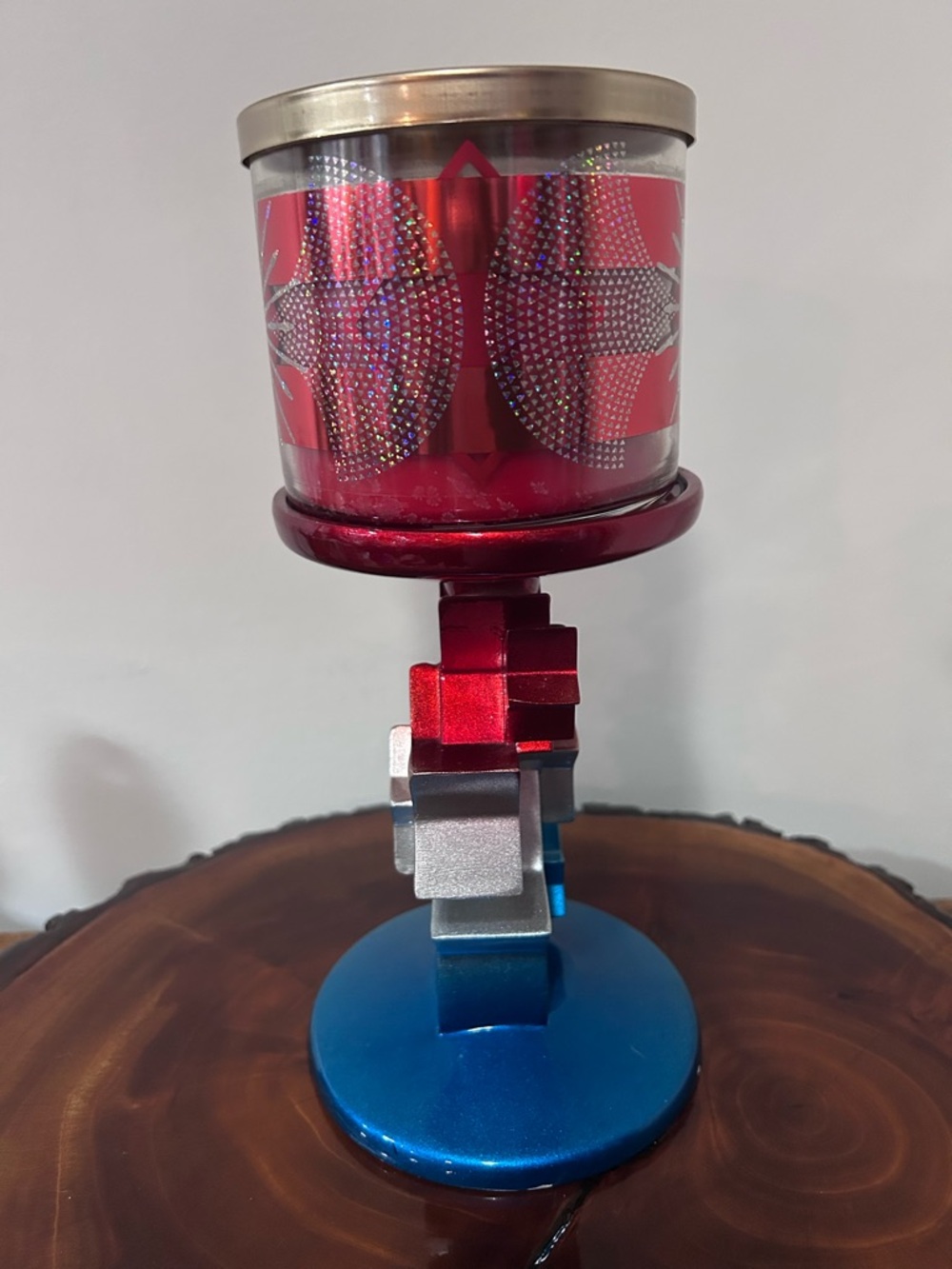 Bath & Body Works Red Glitter Star Candle Holder with Blue Base - Picture 4 of 11